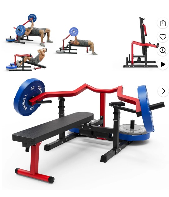 Syedee Chest Press Machine, 1250LBS Capacity with Independent Converging Arms, Adjustable Flat Incline Fitness Bench Home Gym