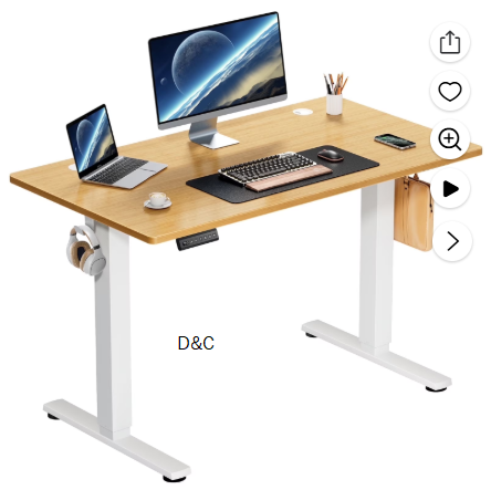 edx Electric Standing Desk, Height Adjustable Desk, 40 x 24 Inches Ergonomic Stand up Desk with Memory Preset for Home Office, Natural