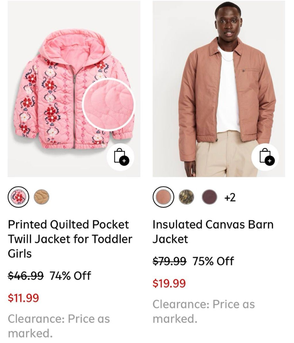 Old Navy Coats and Jackets up to 80% off