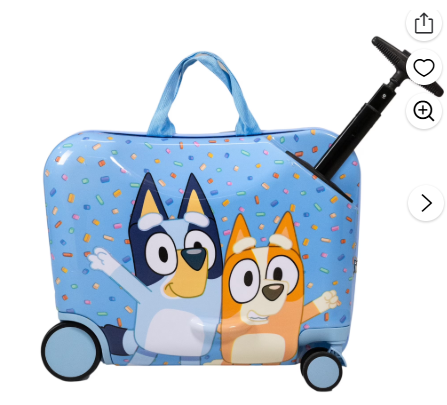 Kid’s BBC Bluey Bingo Character Ride On Scooter Hardside Luggage for Boys and Girls -Light Blue