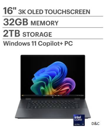 HP – OmniBook X Flip – Copilot+ PC – 16″ 3K OLED Touch-Screen Laptop