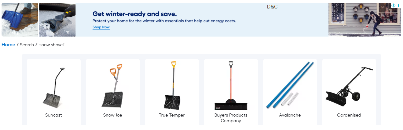 Winter snow shovels on sale at Lowe’s
