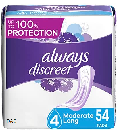 Always Incontinence & Postpartum Pads, 54ct
