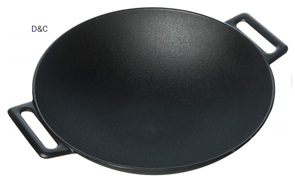 Jim Beam 12” Pre Seasoned Heavy Duty Construction Cast Iron Grilling Wok