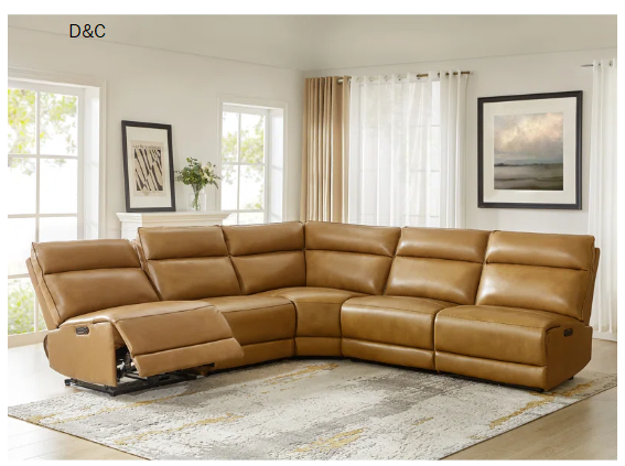 Myheir Modern Genuine Leather Power Reclining Sofa With Power Headrest