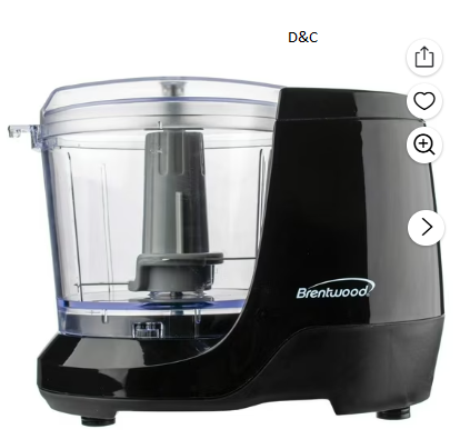 Brentwood 1.5-Cup Mini Food Chopper with Stainless Steel Blades, 100W Motor, Black