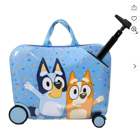 Kid’s BBC Bluey Bingo Character Ride On Scooter Hardside Luggage for Boys and Girls -Light Blue