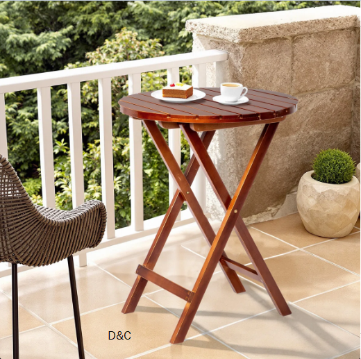 24.In Round Patio Folding Wood Table