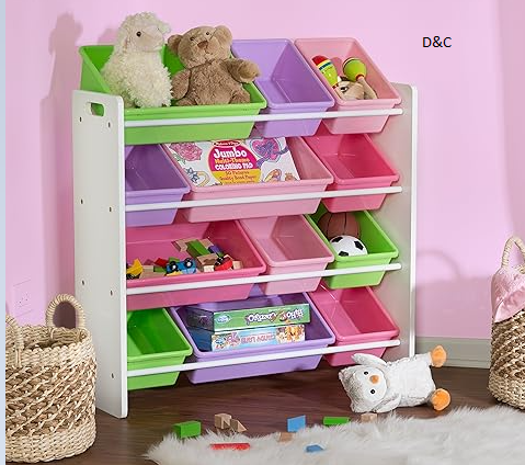 HoneyCanDo Kids Toy Storage Organizer With Bins, Pastel