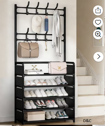 Cacagoo 5-Tier 69′ Tier Dust-Proof Freestanding Shoe Rack, Space-Saving Organizer for Entryway, Closet, Bedroom – Black