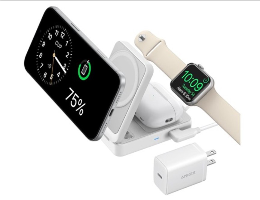 Anker MagSafe 3-in-1 Qi2 Certified 15W MagGo Foldable Wireless Charging Station