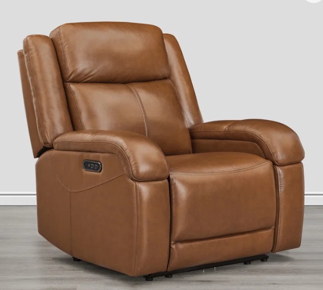 Genuine Leather Zero Wall Power Recliner with Adjustable Headrest