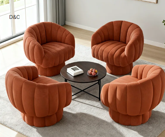 Upholstered Swivel Accent Chair Barrel Chair with Pillow