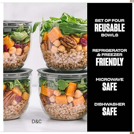 S’well Tritan Prep Bowl Set of 4, 10oz, Makes Meal Prep Easy And Convenient, Leakproof Lids, Microwavable and Dishwasher Safe, BPA Free