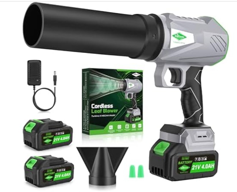 Leaf Blower Cordless with Battery and Charger,1000,000 RPM, 395CFM 1000G Power, Lightweight Handheld Design, Extended Nozzle,Blower