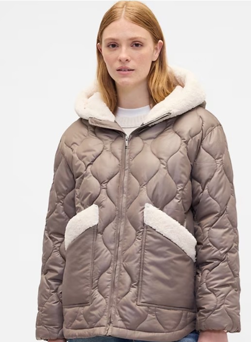 100% Recycled Relaxed Sherpa-Trim Jacket