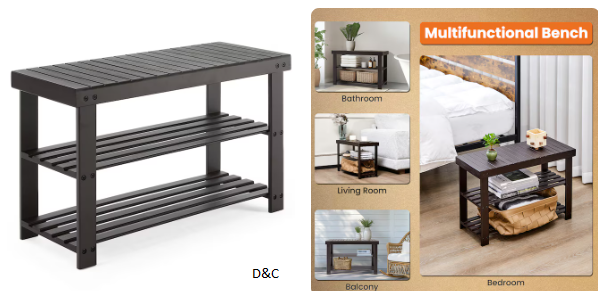 Bestier 3-Tier Bamboo Shoe Rack Bench Compact Storage Organizer 286lb Capacity Suitable for Entryway Bedroom Living Room