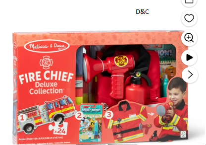Melissa & Doug Fire Chief 3-in-1 Deluxe Collection Themed Gift Set – Costume Role Play, Puzzle, Water WOW! – FSC Certified