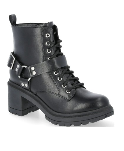 No Boundaries Women’s Lace Up Ankle Moto Boots, Wide Width Available