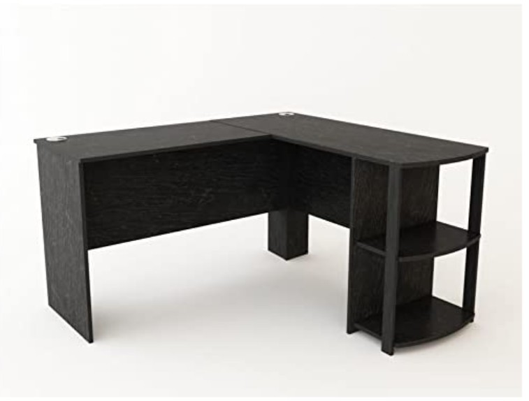 Ameriwood Home Dakota L-Desk with Bookshelves, Black Oak