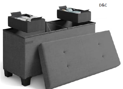 StorageBud 30″ Ottoman Bench with Bins