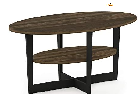 Furinno Coffee Table, 1-Pack, Columbia Walnut/Black