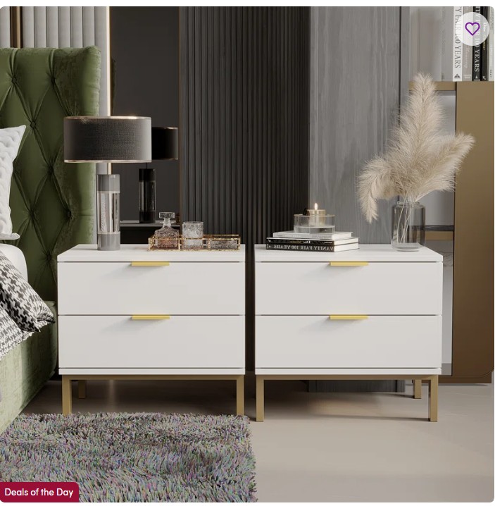 Jawahir 2 – Drawer Iron Nightstand (Set of 2)