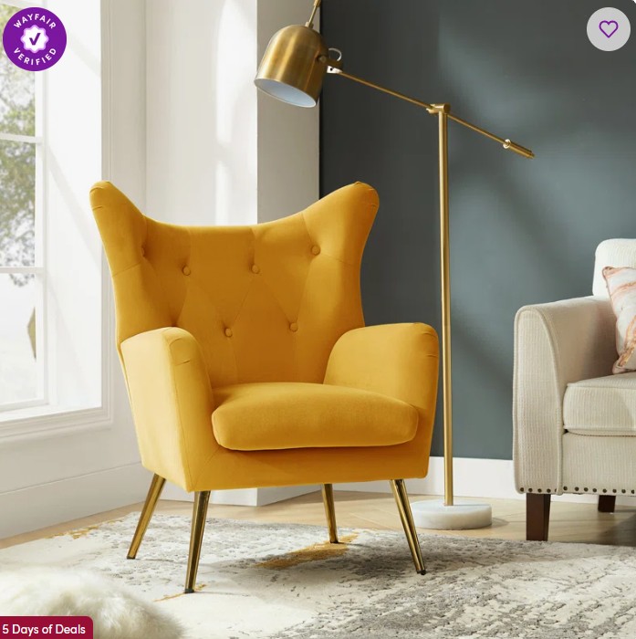 Avianna 29.25″ Wide Tufted Velvet Wingback Chair