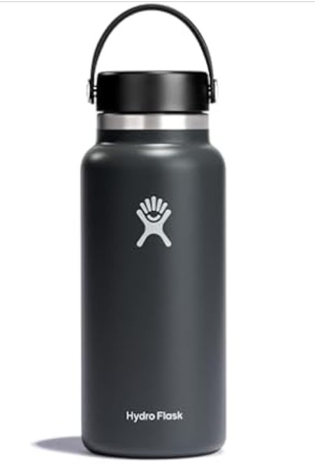 Hydro Flask Water Bottle – Insulated Stainless Steel – Wide Mouth Flex Lid, Non Spill, Leakproof and Refillable in 32 oz Stone Gray