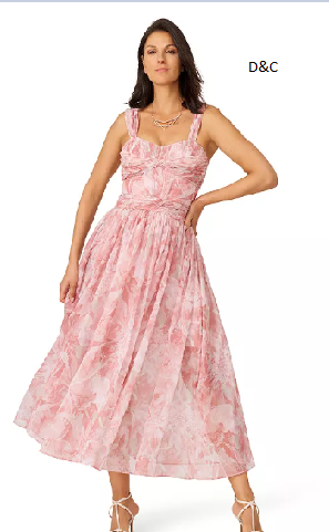 Women’s J. Mendel Print Twist Pleated Midi Dress