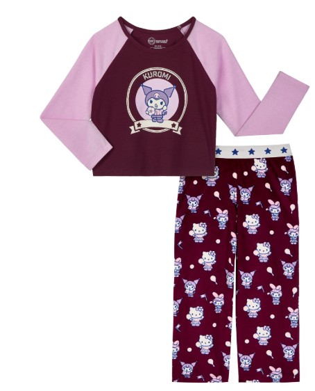 Wonder Nation x Hello Kitty Girls Long Sleeve Top and Sleep Pant Pajama Set, 2-Piece, Sizes 4-18