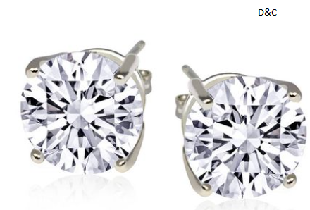 2cttw Sterling Silver Round Cubic Zirconia Stud Earrings