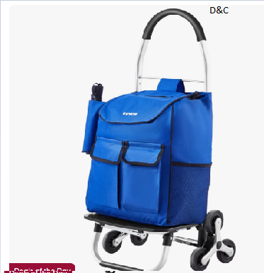 Stair Climbing Cart Foldable Shopping Cart 36L with 6 Wheels Storage Bag