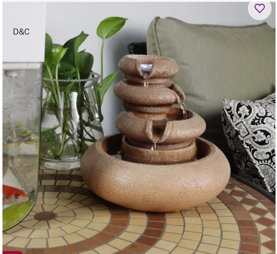 Weather Resistant Table Top Fountain with Light