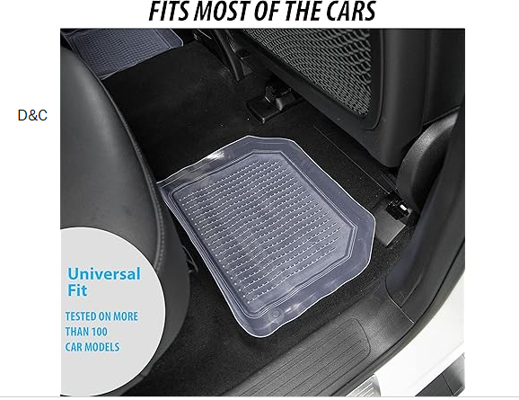 Zone Tech FM0004 4 Pc Set Clear Rubber Floor Mats Clear