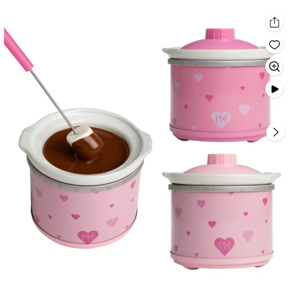 Paris Hilton 0.65 Qt Mini Dip and Food Warmers, Heart Design, Set of 2, Pink