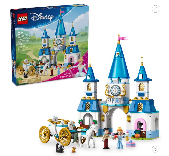 LEGO Disney Princess Cinderella’s Castle & Horse Carriage Playset 43275