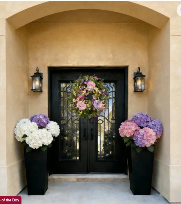 24″ H Tall Planter Set of 2 – Black Pot Planter Indoor and Outdoor Plants for Front Porch and Patio