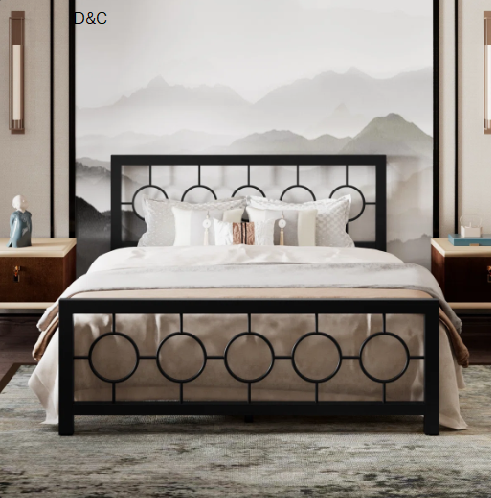 Avren Oriental Vintage Style Metal Platform Bed