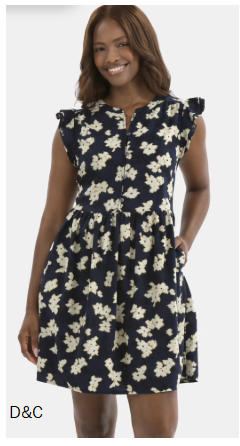 Time and Tru Women’s Mini Dress with Flutter Sleeves, Sizes XS-XXXL