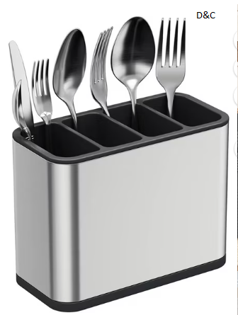 Fixdono Utensil Holder, Stainless Steel Kitchen Spoon Spatula Organizer, Modern Large Cooking Utensil Caddy Counter, Utensil Crock Silver