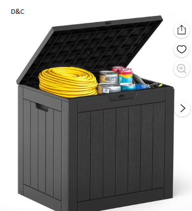 Gianna 31 Gallon Resin Deck Box, Waterproof UV Resistant Outdoor Storage Box for Garden, Indoor，Wisteria Black