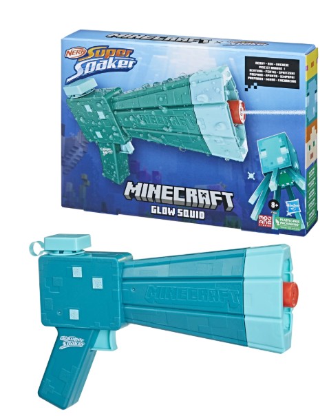 Nerf Super Soaker Minecraft Glow Squid Water Blaster, Minecraft Dungeons Squid Mob Design