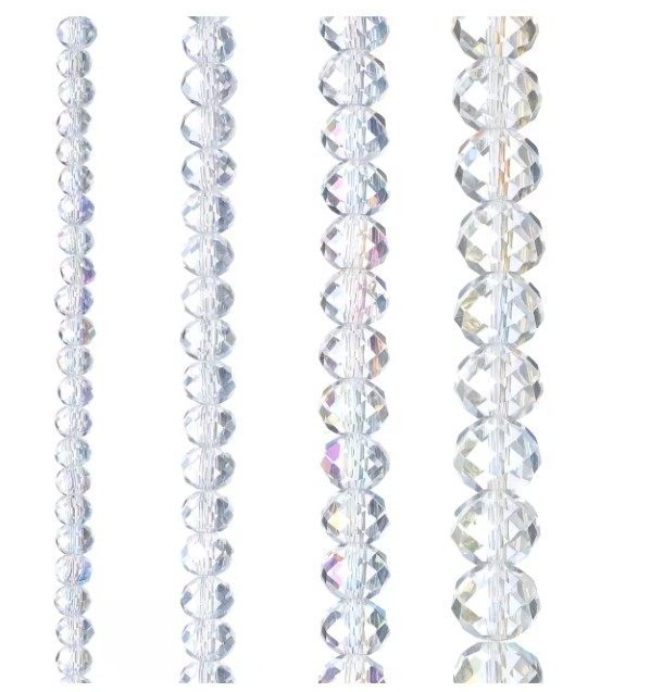 Clear Faceted Glass Rondel Beads b