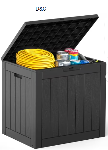 Gianna 31 Gallon Resin Deck Box, Waterproof UV Resistant Outdoor Storage Box for Garden, Indoor，Wisteria Black