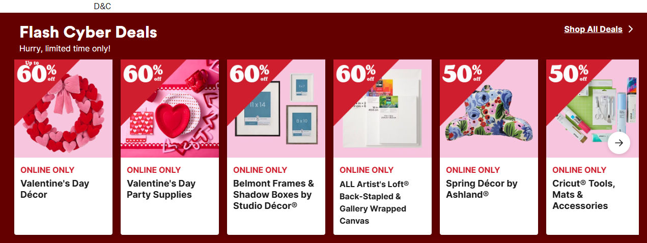 Michaels 40% off regular priced items or shop 60% off cyber sale