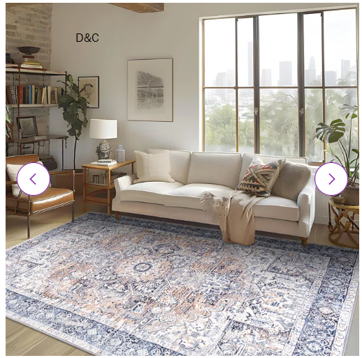 Washable Soft Vintage Rug Fashion Floral Rug For Living Room Dorm Decor