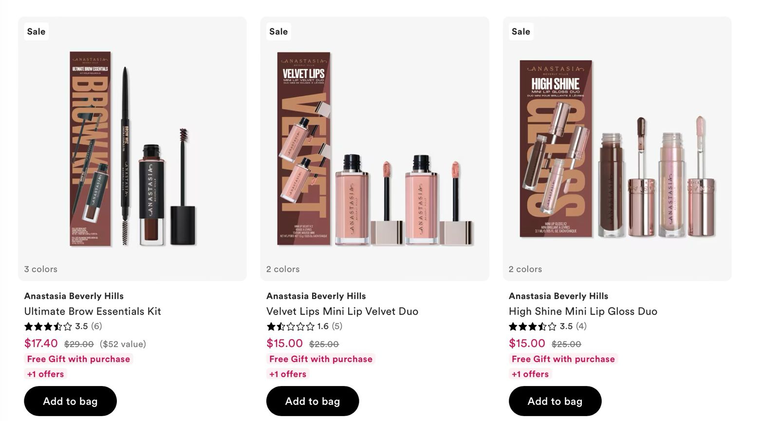 Anastas!a beauty sets from Ulta