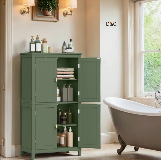 Arhavi 42.1″ H Floor Storage Cabinet, Storage Unit, Freestanding Cabinet With 4 Doors