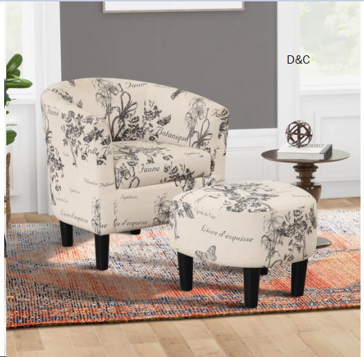 Pamplona 26″ W Modern Stylish Soft and Breathable Upholstered Barrel Chair and Ottoman